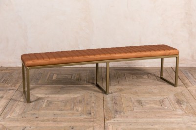 camel faux leather dining bench